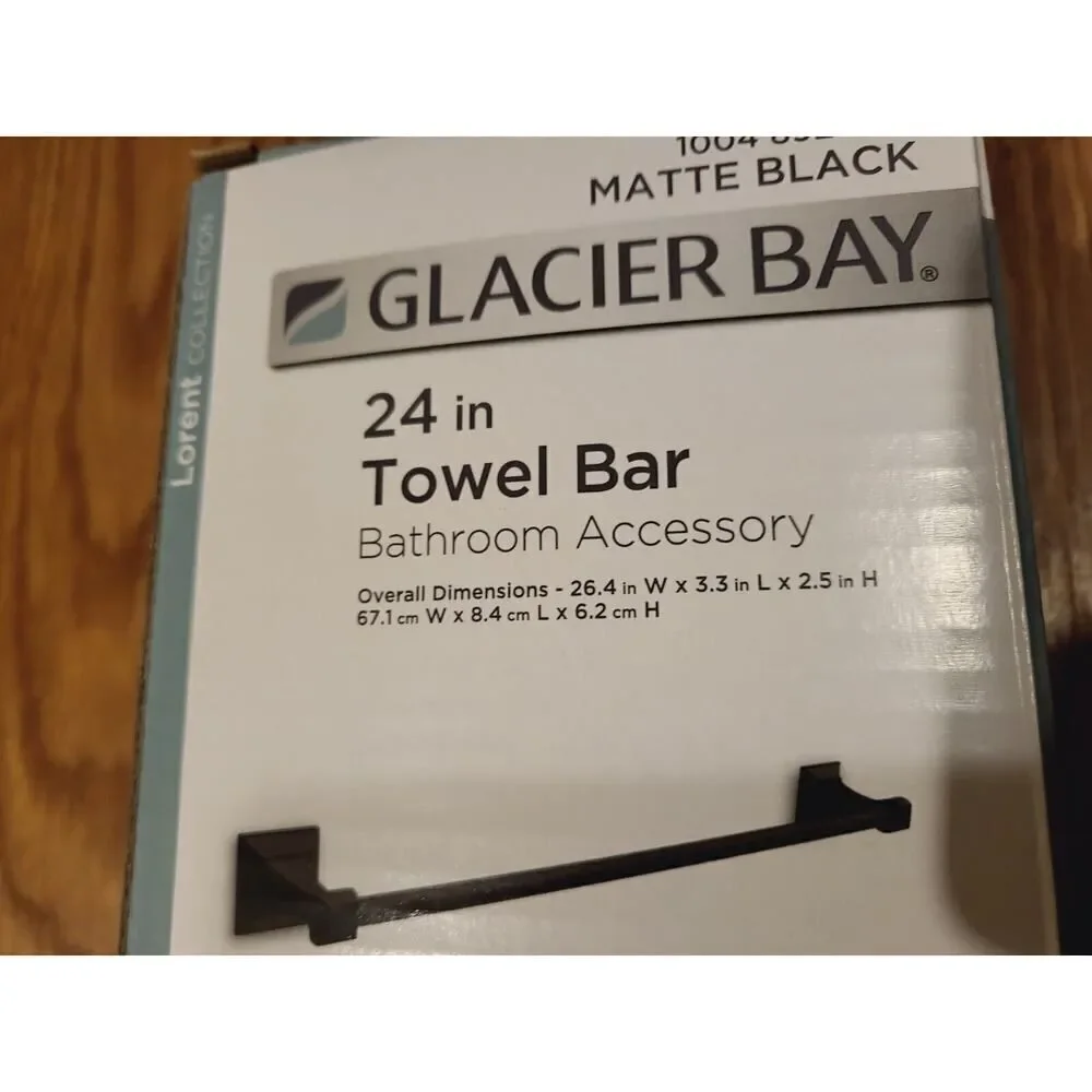 Glacier Bay Lorent 24 in. Towel Bar in Matte Black, 1004 892 489
